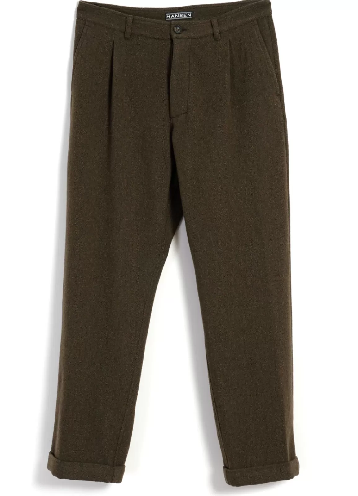 Best Sale Sune | Pleated Wide Cut Trousers | Brown Herringbone Suiting